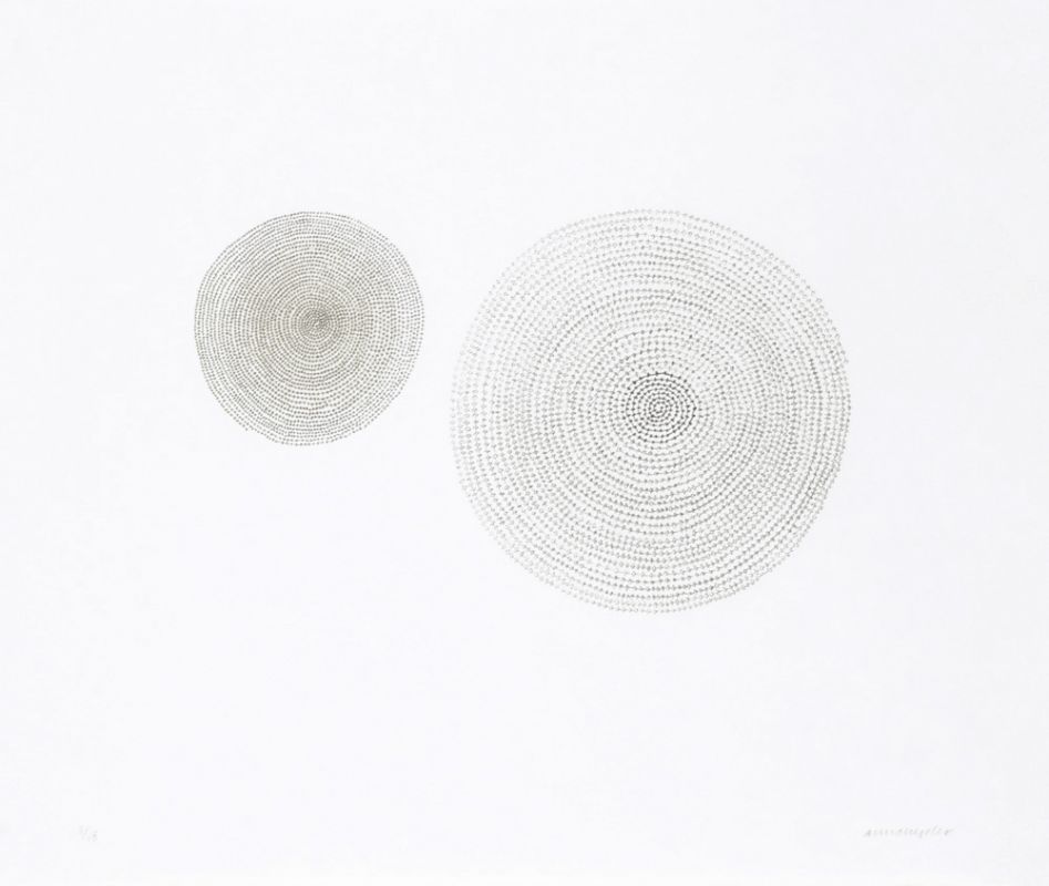 Furl, Coil, a two color lithograph by Anna Hepler